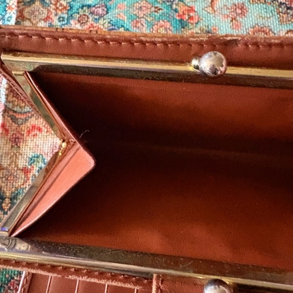 MCM Vintage Cognac Visetos Coated Canvas Kisslock Frame  French Wallet